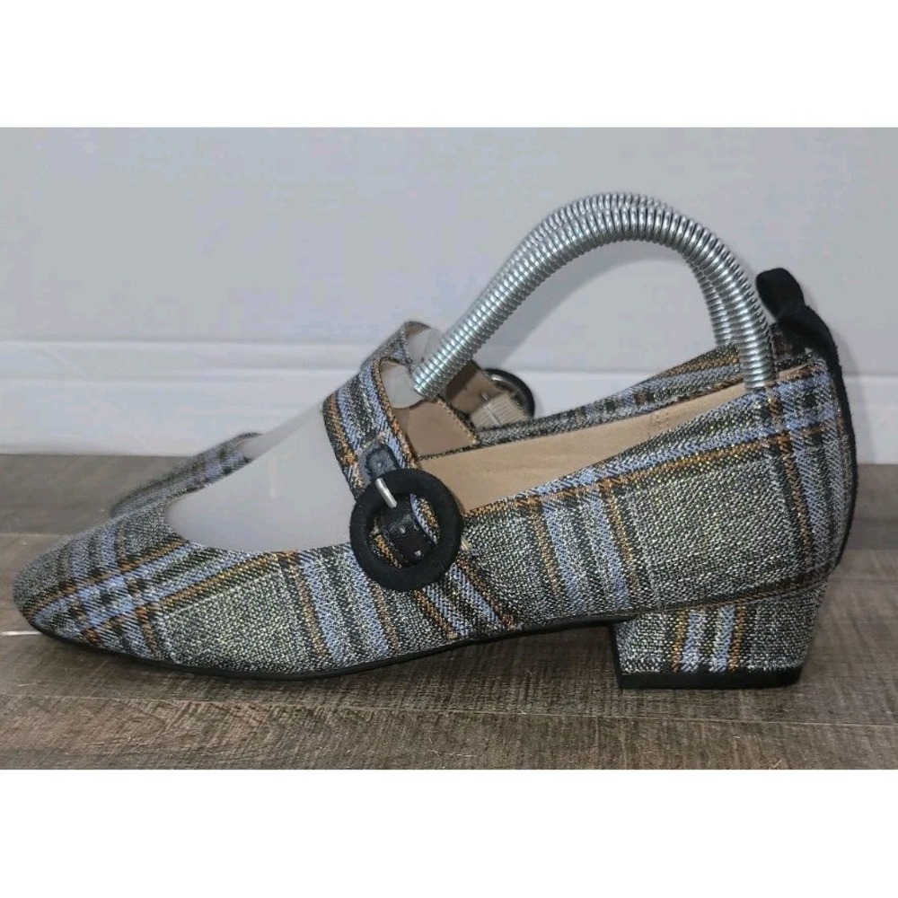 Life Stride Shoe Mary Jane Plaid Gray Blue Metallic Size 7M Low Heel Loafer